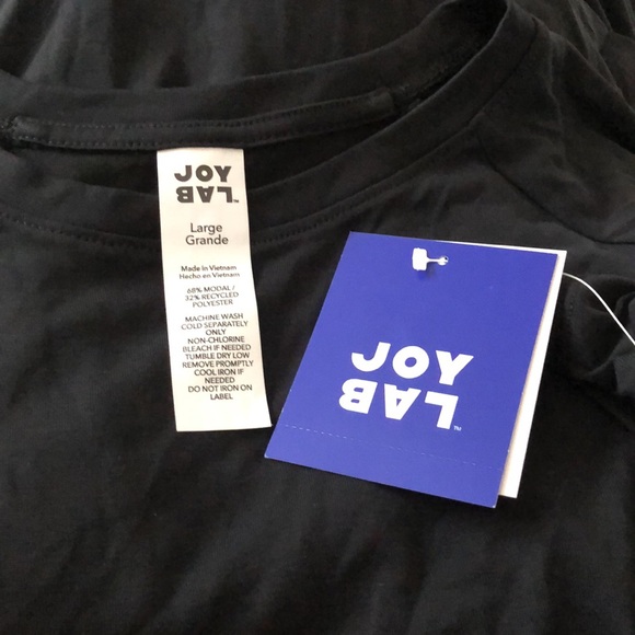 Joy Lab Tie Front Short Sleeve Black Top NWT L - Picture 4 of 6